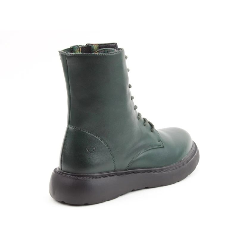 Heavenly Feet Fern Women's 8 Eye Lace Up/Zip Up Lite Sole Ankle Boot Forest VEGAN FRIENDLY