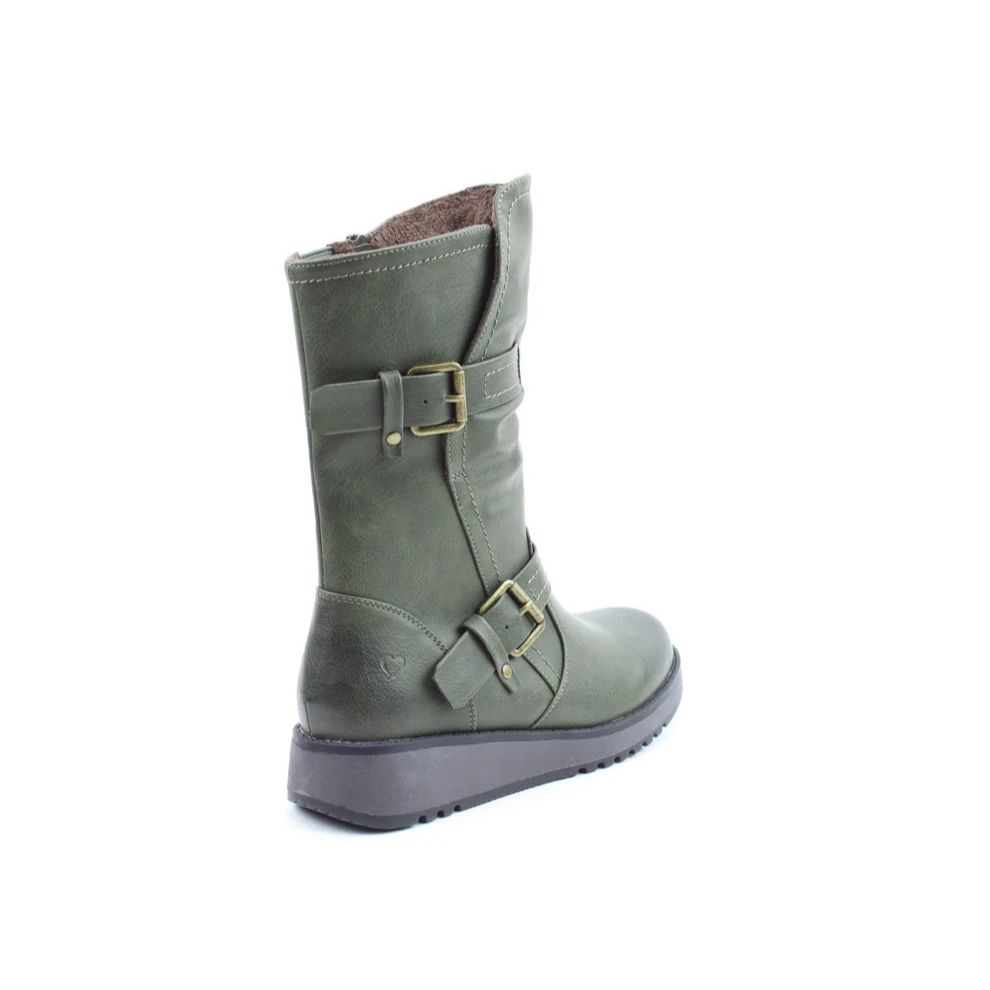 Heavenly Feet Hannah4 Relaxed Mid Calf Boot Khaki VEGAN FRIENDLY