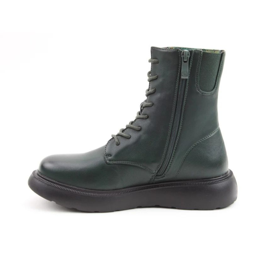 Heavenly Feet Fern Women's 8 Eye Lace Up/Zip Up Lite Sole Ankle Boot Forest VEGAN FRIENDLY