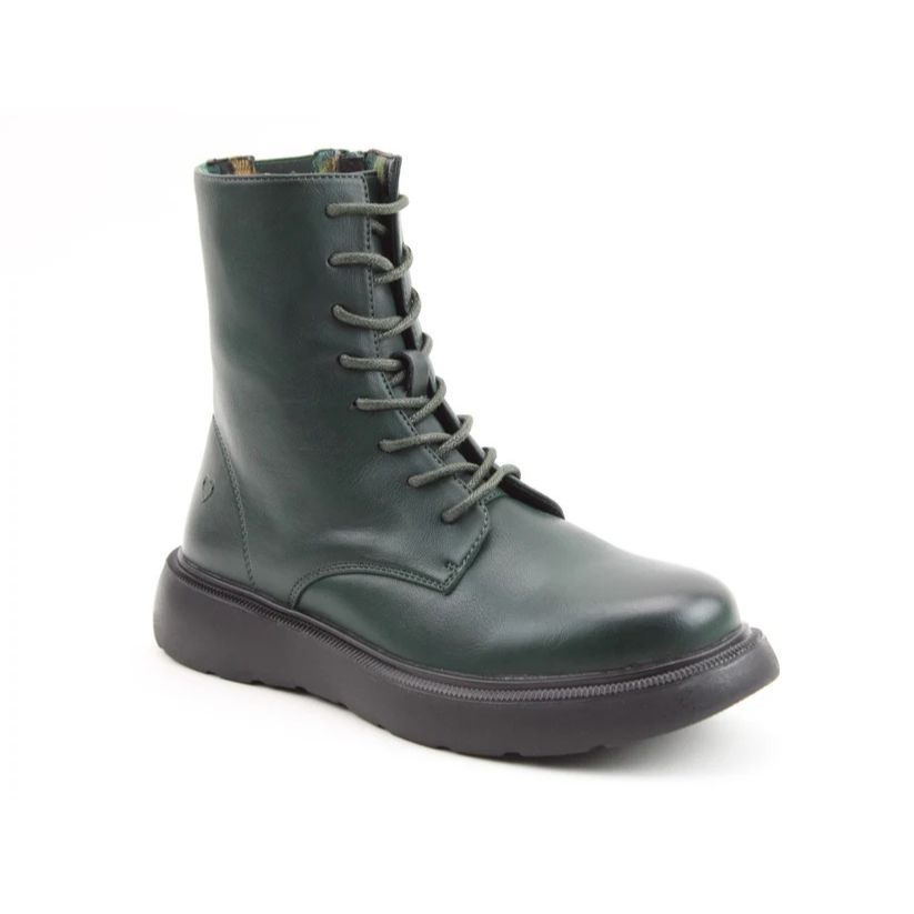 Heavenly Feet Fern Women's 8 Eye Lace Up/Zip Up Lite Sole Ankle Boot Forest VEGAN FRIENDLY