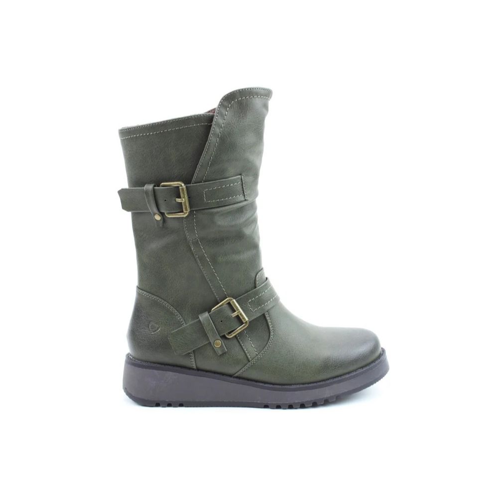 Heavenly Feet Hannah4 Relaxed Mid Calf Boot Khaki VEGAN FRIENDLY
