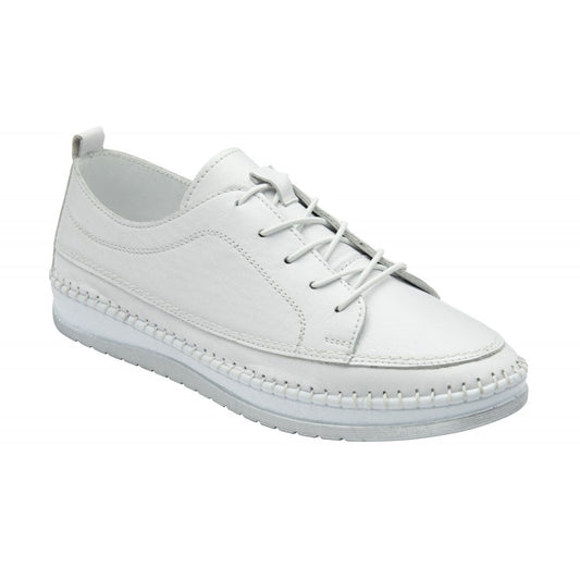 Lotus Rimini Women's Slip On / Lace Up Softie Leather Casual Shoe White