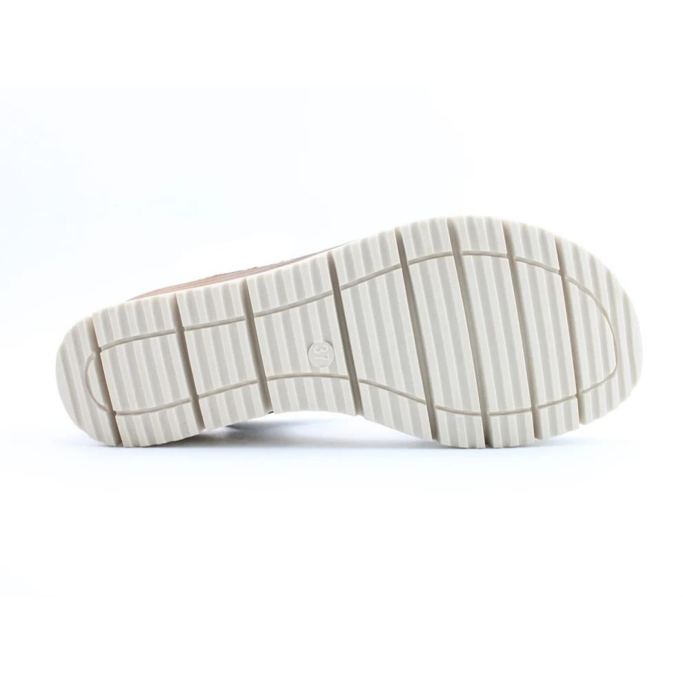 Heavenly Feet Concord Women's 2 Buckle Strap Wedge Sandal Beige