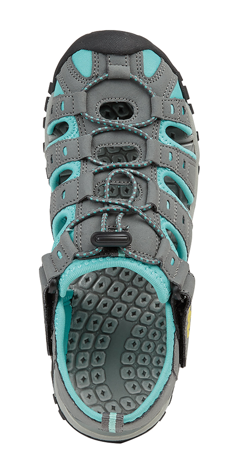 PDQ Ladies Toggle and Touch Fastening Trail Sandal Grey Turquoise