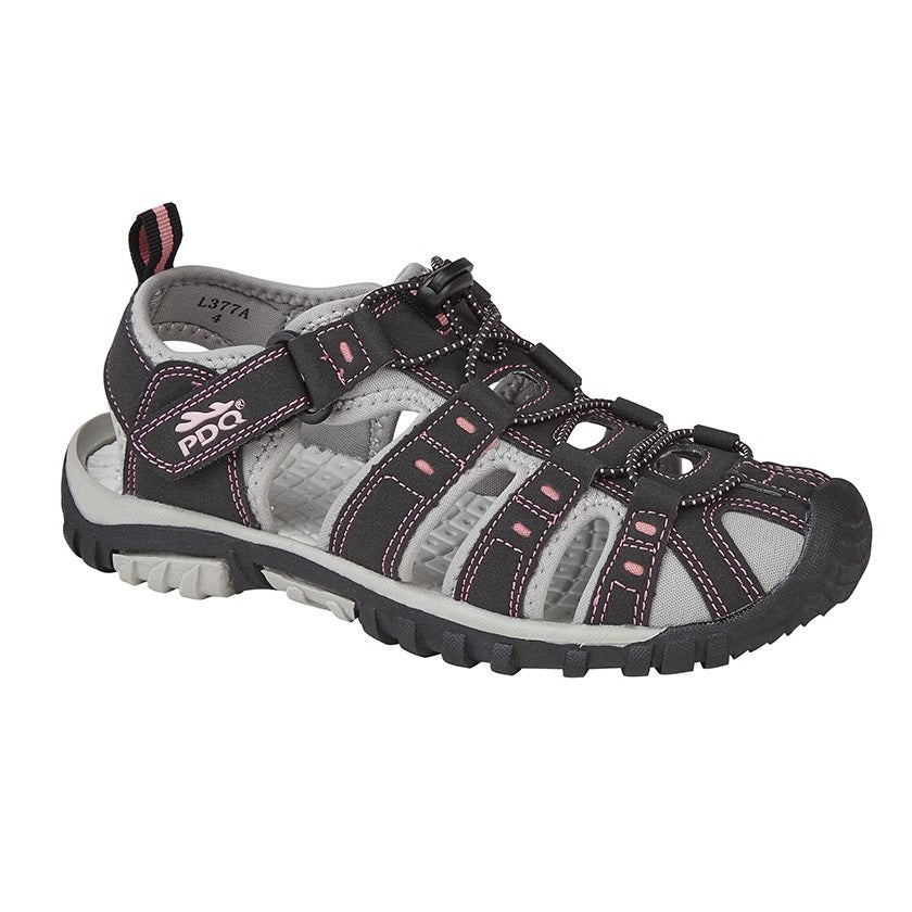 PDQ Ladies Toggle and Touch Fastening Trail Sandal Black