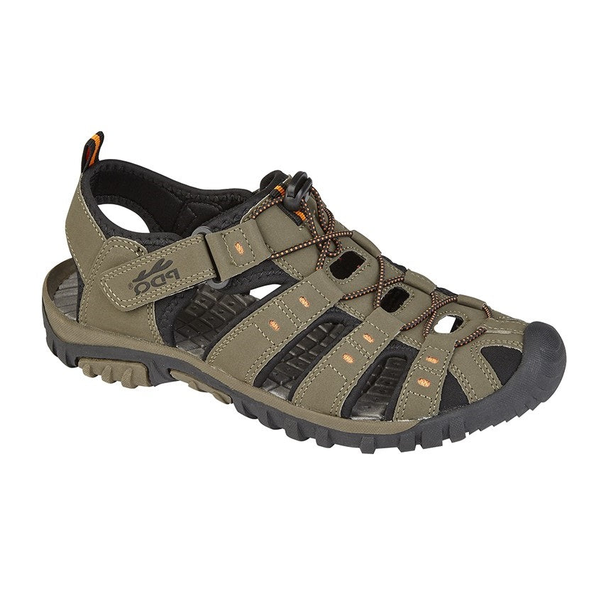 PDQ Men's Toggle and Touch Fastening Trail Sandal Taupe