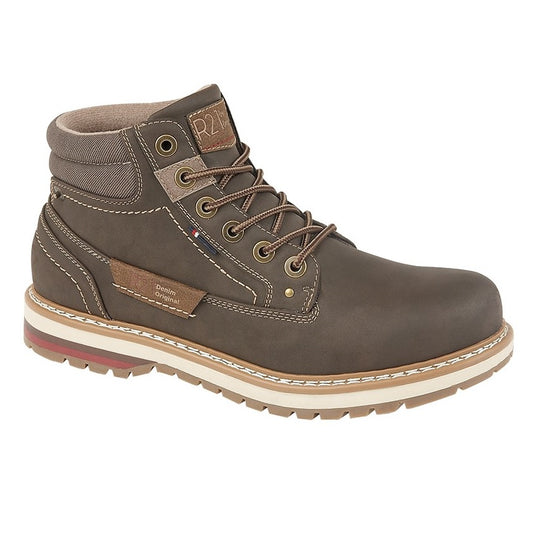 Route 21 Men's 6 Eye Ankle Fashion Stomp Boot Dark Brown
