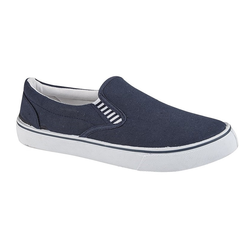 DEK Men's Canvas Slip On Deck Shoe Blue