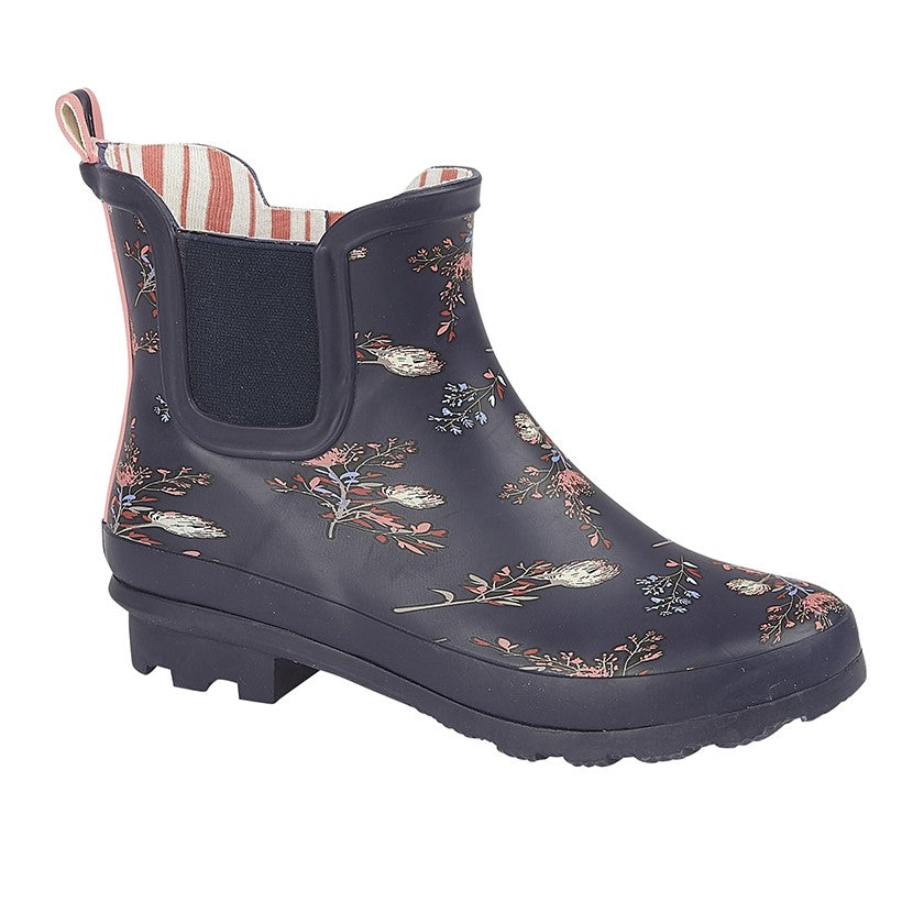 StormWells Floral Print Women's Ankle Wellington Boot Navy