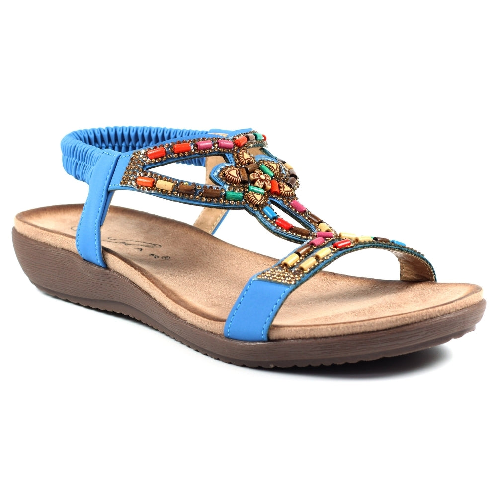 Lunar Mariella Women's Beaded Sandal Blue