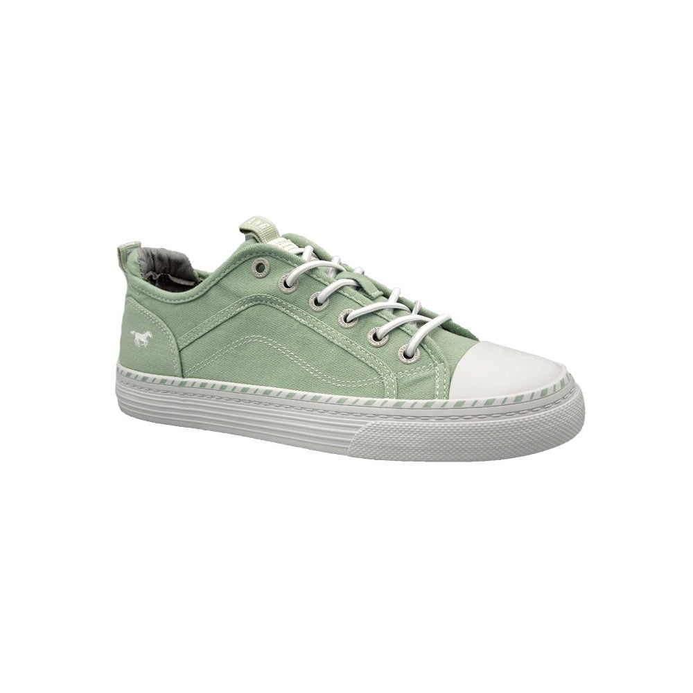 Mustang Florida 1376-308-750 Women's Elasticated Lace Canvas Pump Trainer Pastel Green