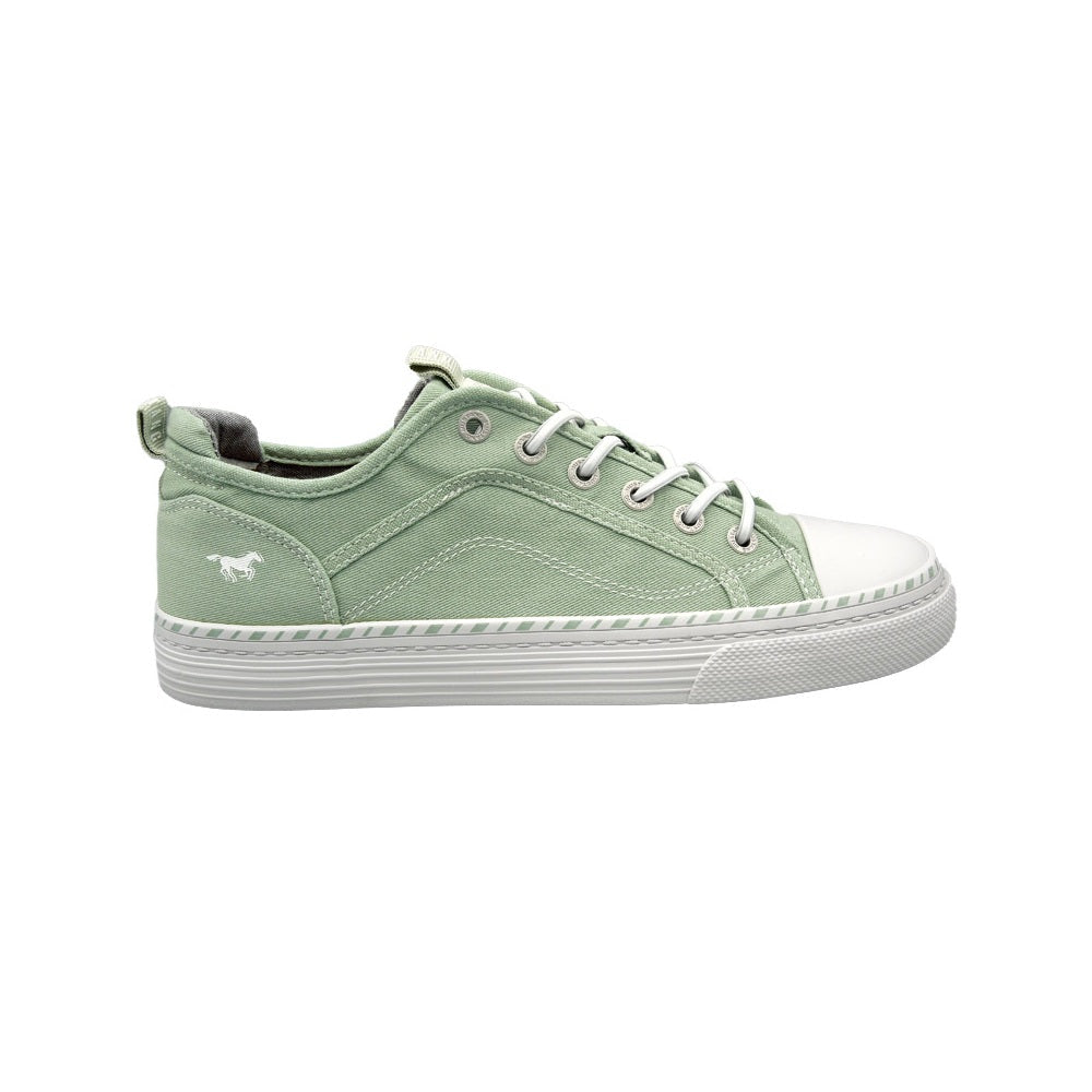 Mustang Florida 1376-308-750 Women's Elasticated Lace Canvas Pump Trainer Pastel Green