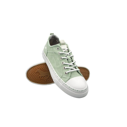 Mustang Florida 1376-308-750 Women's Elasticated Lace Canvas Pump Trainer Pastel Green