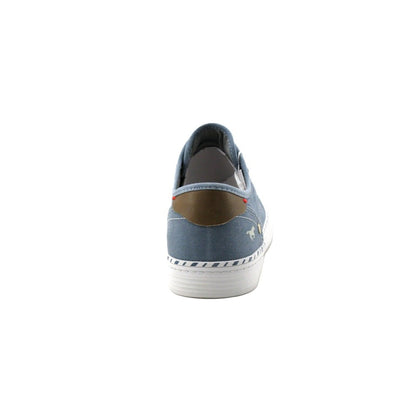 Mustang Hawaii 1376-402-807 Women's Striped Tongue Slip On Canvas Trainer Sky Blue