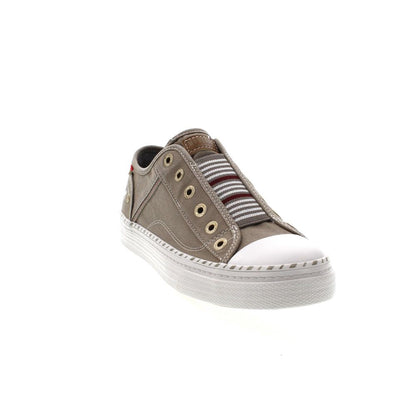Mustang Hawaii 1376-402-932 Women's Striped Tongue Slip On Canvas Trainer Silver Grey