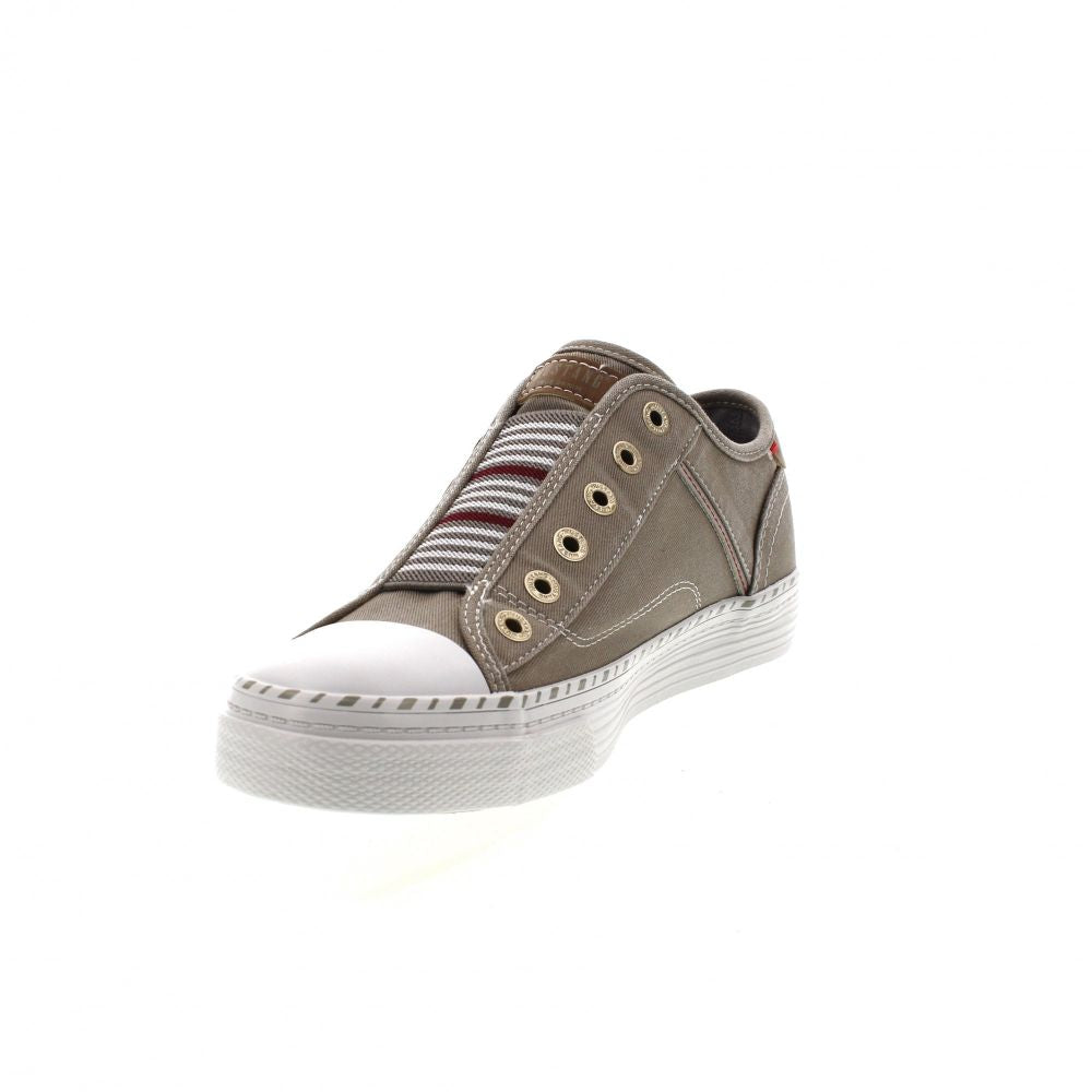Mustang Hawaii 1376-402-932 Women's Striped Tongue Slip On Canvas Trainer Silver Grey