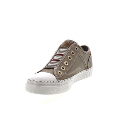 Mustang Hawaii 1376-402-932 Women's Striped Tongue Slip On Canvas Trainer Silver Grey