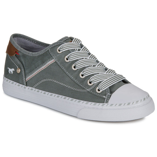 Mustang Alaska 1376-303-72 Women's Lace Up Low Profile Canvas Trainer Green/Grey