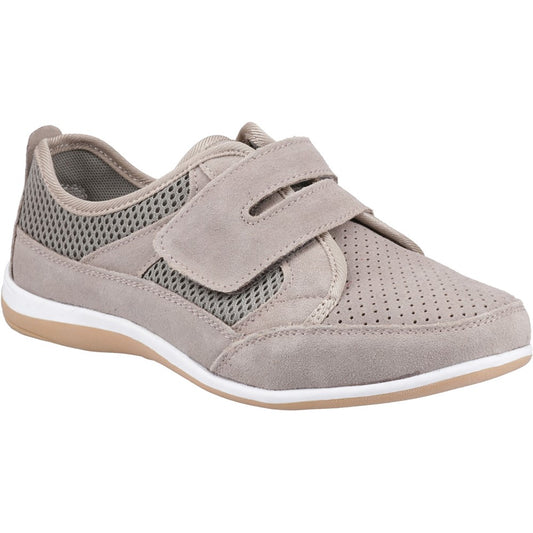 Fleet & Foster Pamela Women's Suede Leather Touch Fastening Trainer Taupe