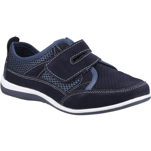 Fleet & Foster Pamela Women's Suede Leather Touch Fastening Trainer Navy