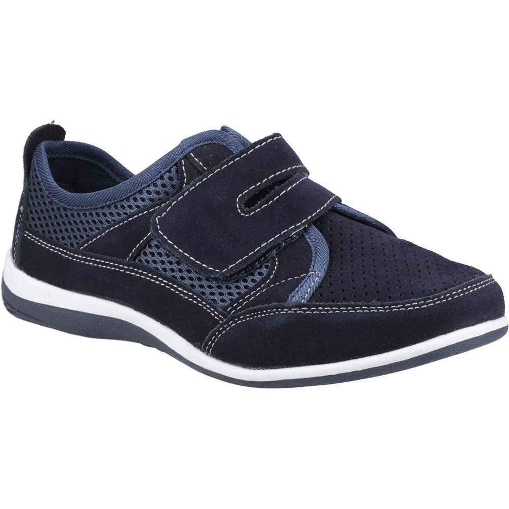 Fleet & Foster Pamela Women's Suede Leather Touch Fastening Trainer Navy