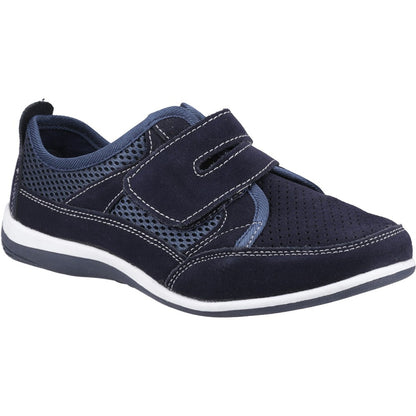 Fleet & Foster Pamela Women's Suede Leather Touch Fastening Trainer Navy