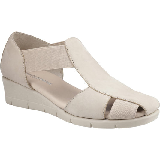 Fleet & Foster Dolly Women's Elastic Slip On Wedge Nubuck Leather Shoe Taupe