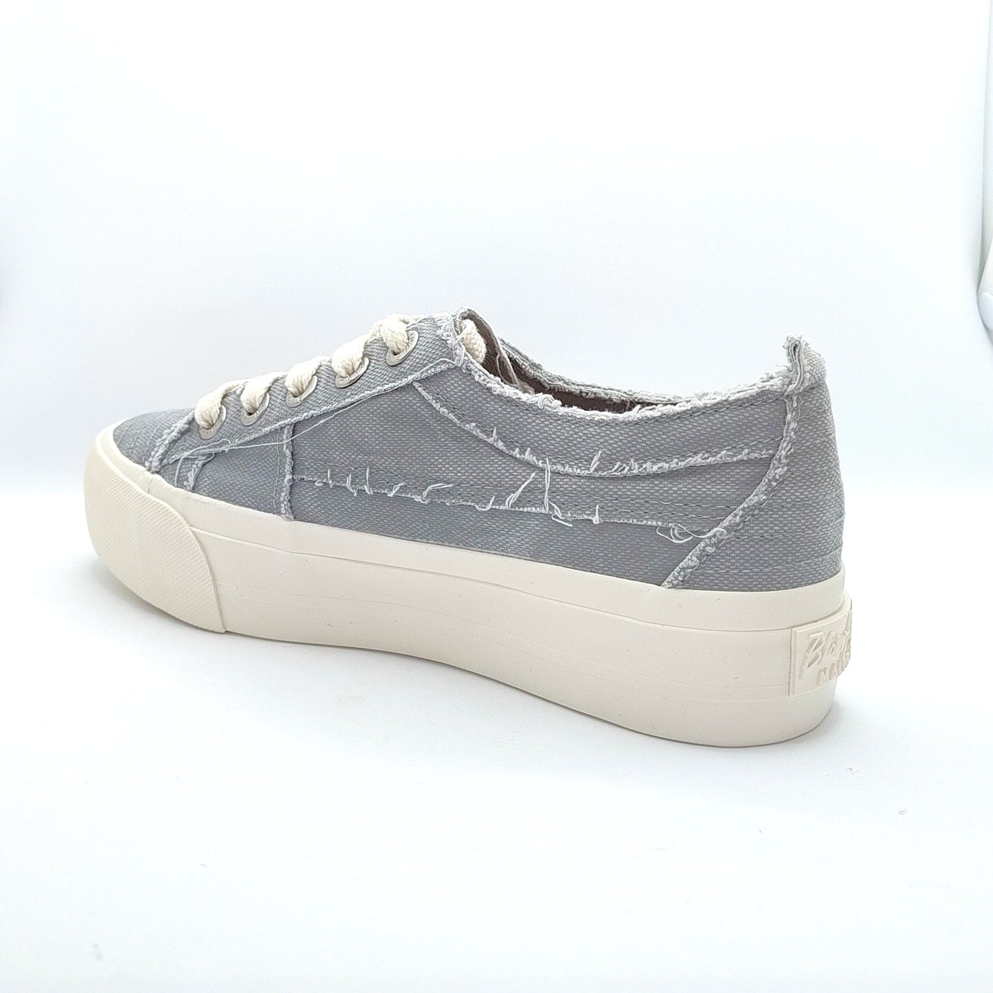 Blowfish Malibu Sadie Sun Women's Floral Embroidered Lace Up Platform Trainer Fog Grey