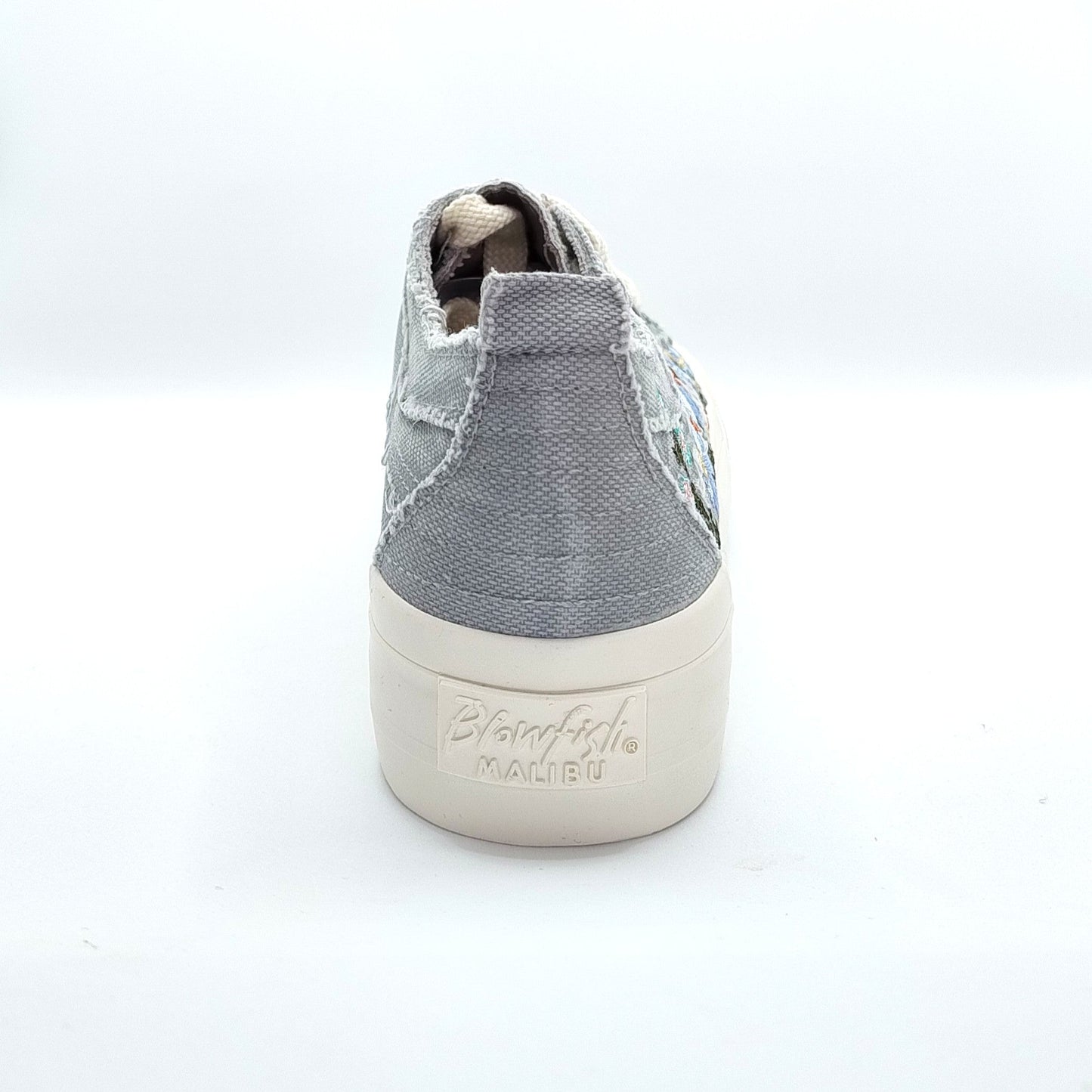 Blowfish Malibu Sadie Sun Women's Floral Embroidered Lace Up Platform Trainer Fog Grey
