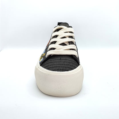 Blowfish Malibu Sadie Sun Women's Floral Embroidered Lace Up Platform Trainer Black