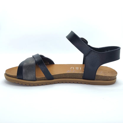 Blowfish Malibu Monti-B Women's Vegan Ankle Buckle Flat Sandal Black