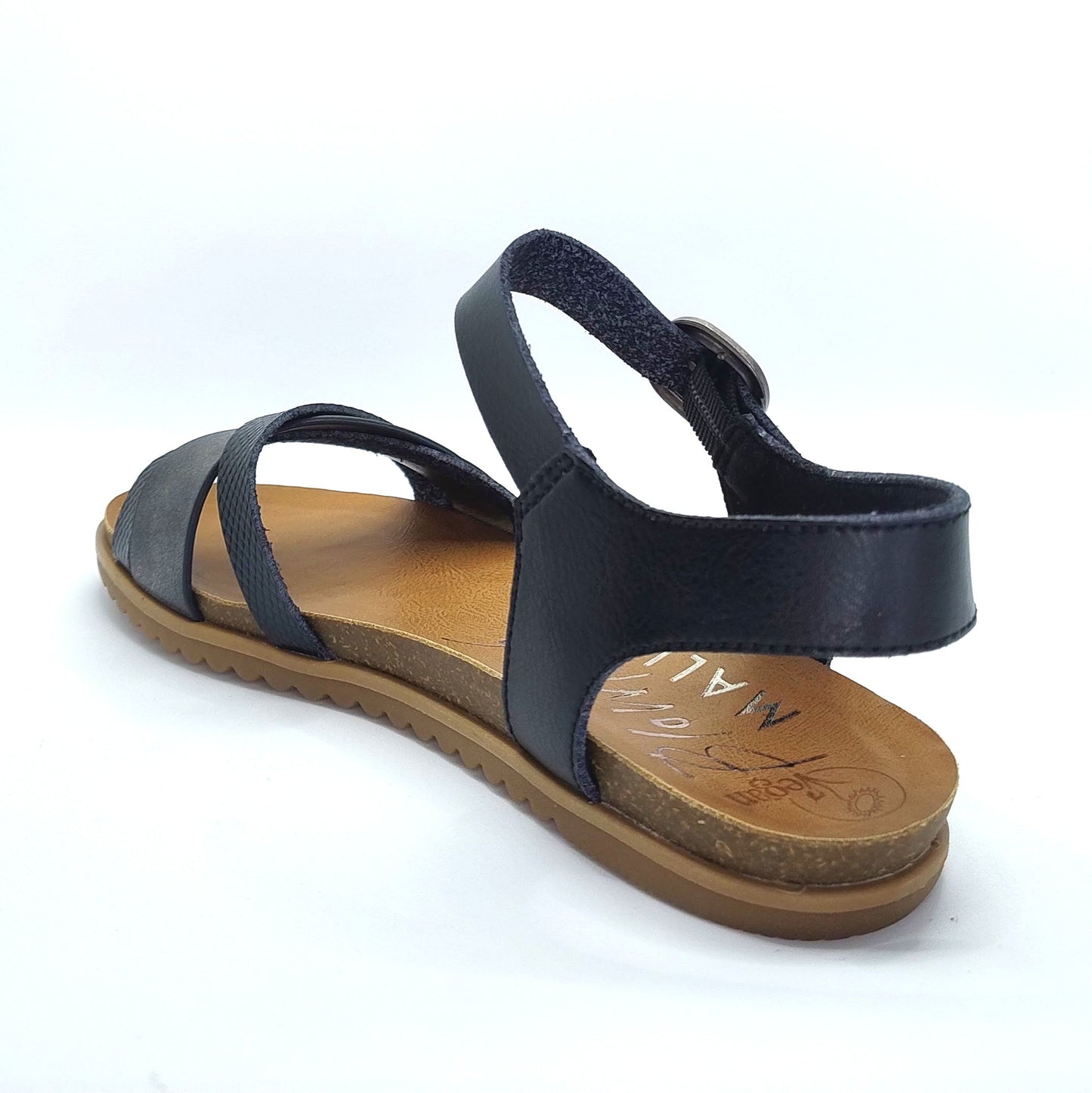 Blowfish Malibu Monti-B Women's Vegan Ankle Buckle Flat Sandal Black