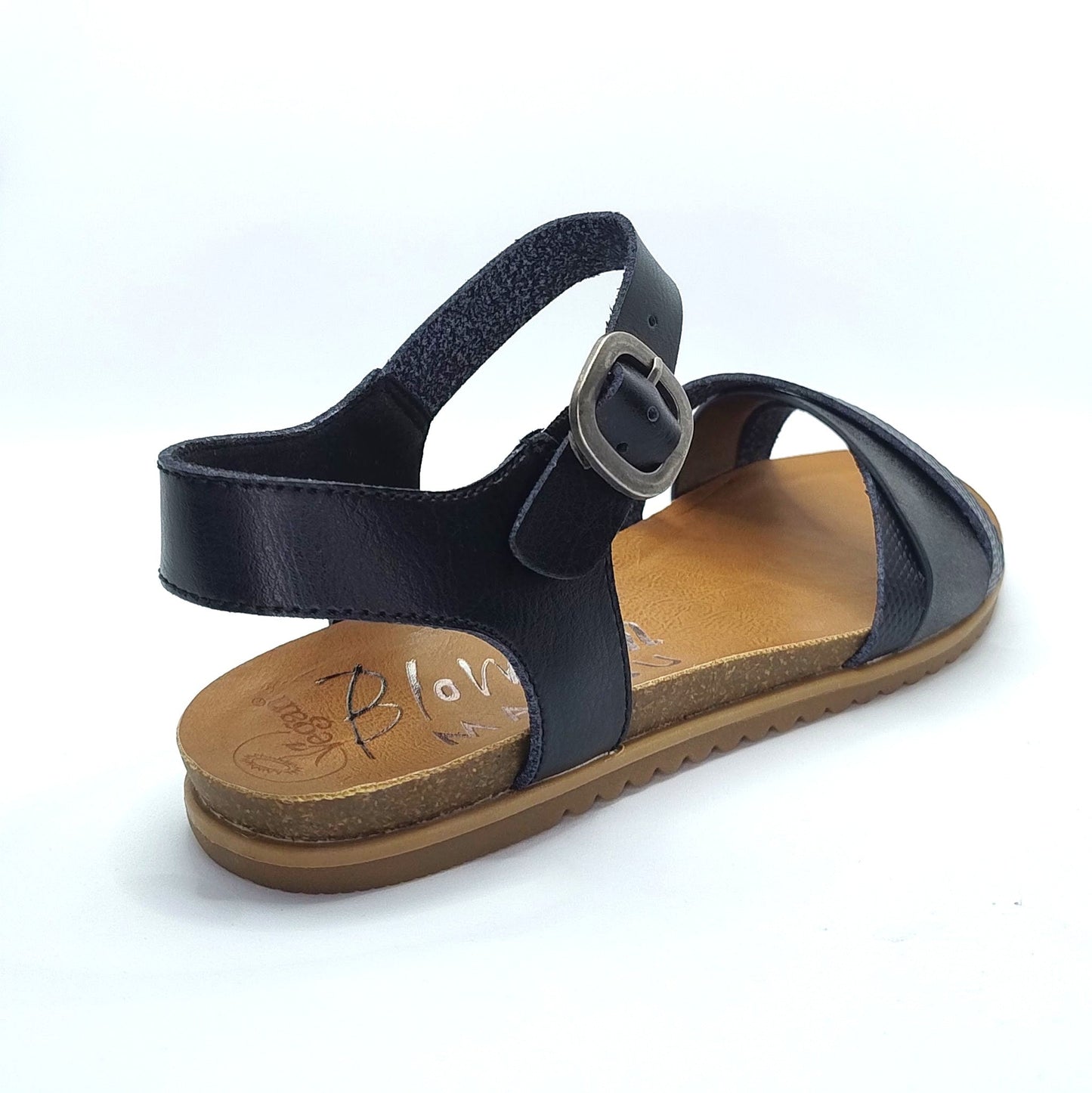 Blowfish Malibu Monti-B Women's Vegan Ankle Buckle Flat Sandal Black