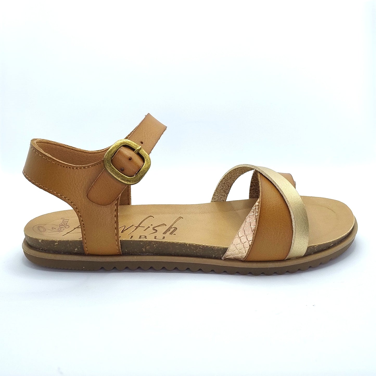 Blowfish Malibu Monti B Women's Vegan Ankle Buckle Flat Sandal Honey Bee