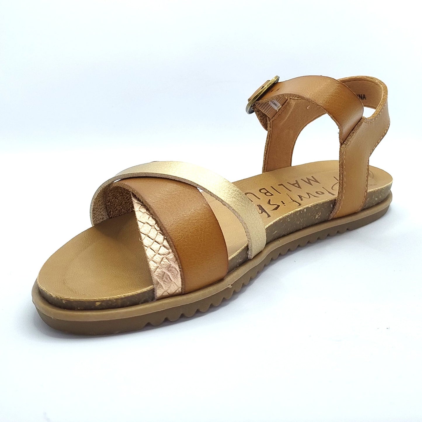 Blowfish Malibu Monti B Women's Vegan Ankle Buckle Flat Sandal Honey Bee