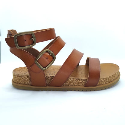 Blowfish Malibu Fancy Women's Vegan Ankle Buckle Platform Gladiator Sandal Scotch Brown