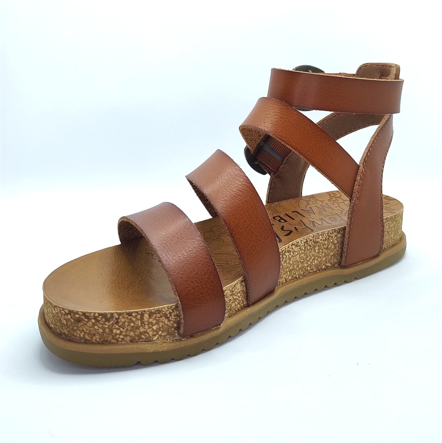Blowfish Malibu Fancy Women's Vegan Ankle Buckle Platform Gladiator Sandal Scotch Brown