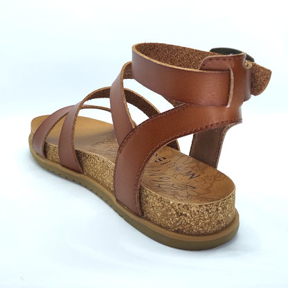 Blowfish Malibu Fancy Women's Vegan Ankle Buckle Platform Gladiator Sandal Scotch Brown