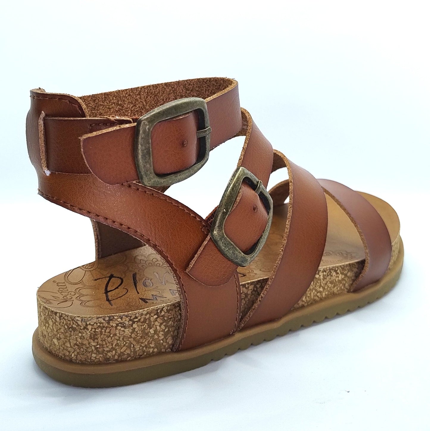 Blowfish Malibu Fancy Women's Vegan Ankle Buckle Platform Gladiator Sandal Scotch Brown