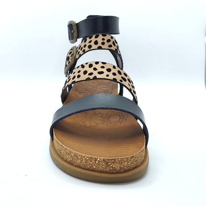 Blowfish Malibu Fancy Women's Vegan Ankle Buckle Platform Gladiator Sandal Black/Pixie Leopard