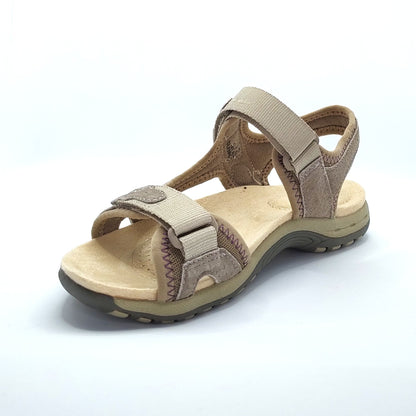 Free Spirit Frisco Women's Leather Touch Fastening Sandal New Khaki