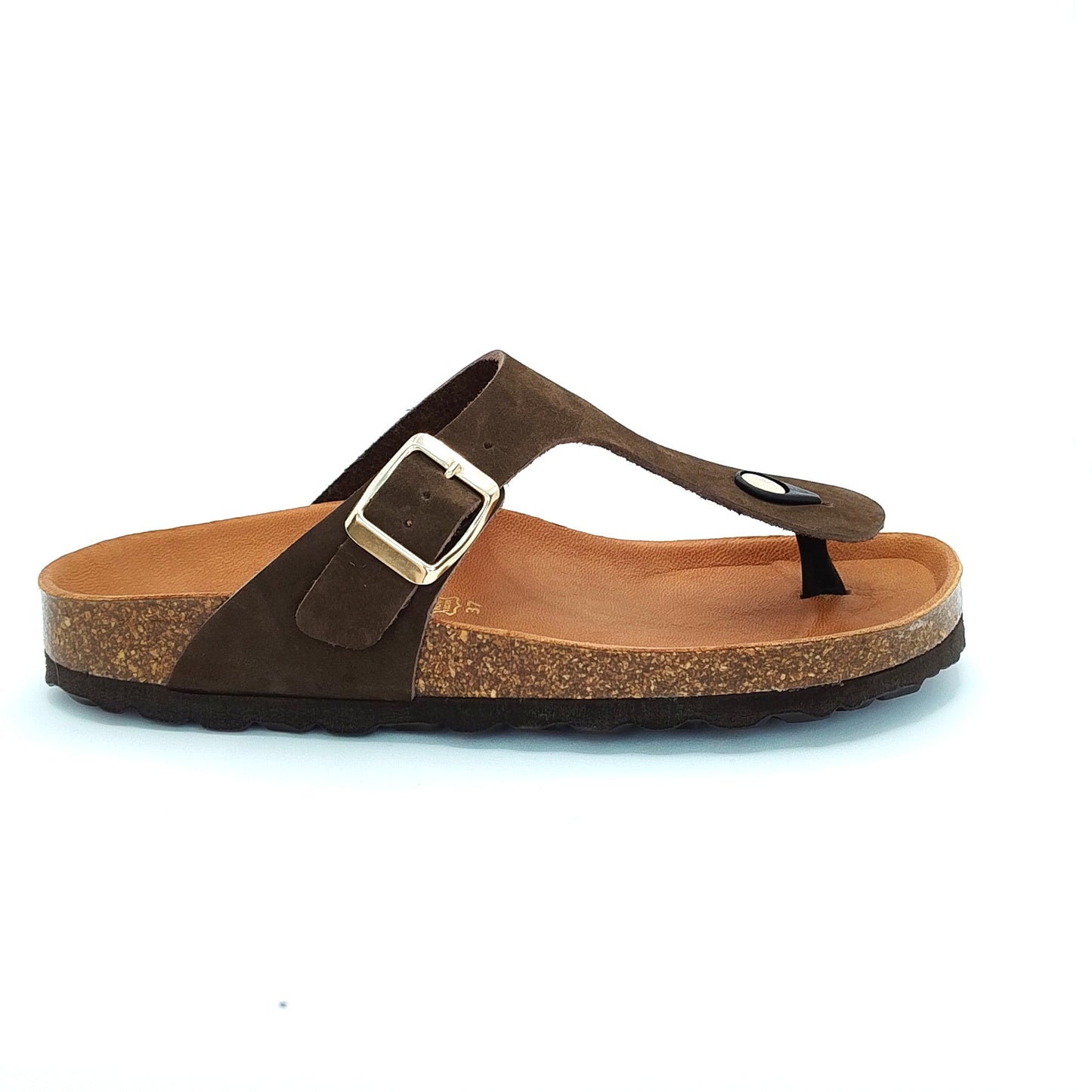 Cosmos Comfort Mercury 6186716-32 Women's Leather Toe Post Slide On Mule Sandal Dark Brown
