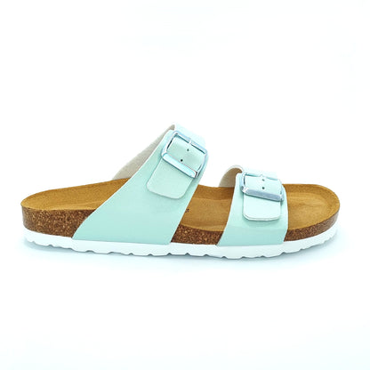 Cosmos Comfort Neptune 6108701-706 Women's Twin Strap Adjustable Buckle Mule Sandal Metallic Mint Green