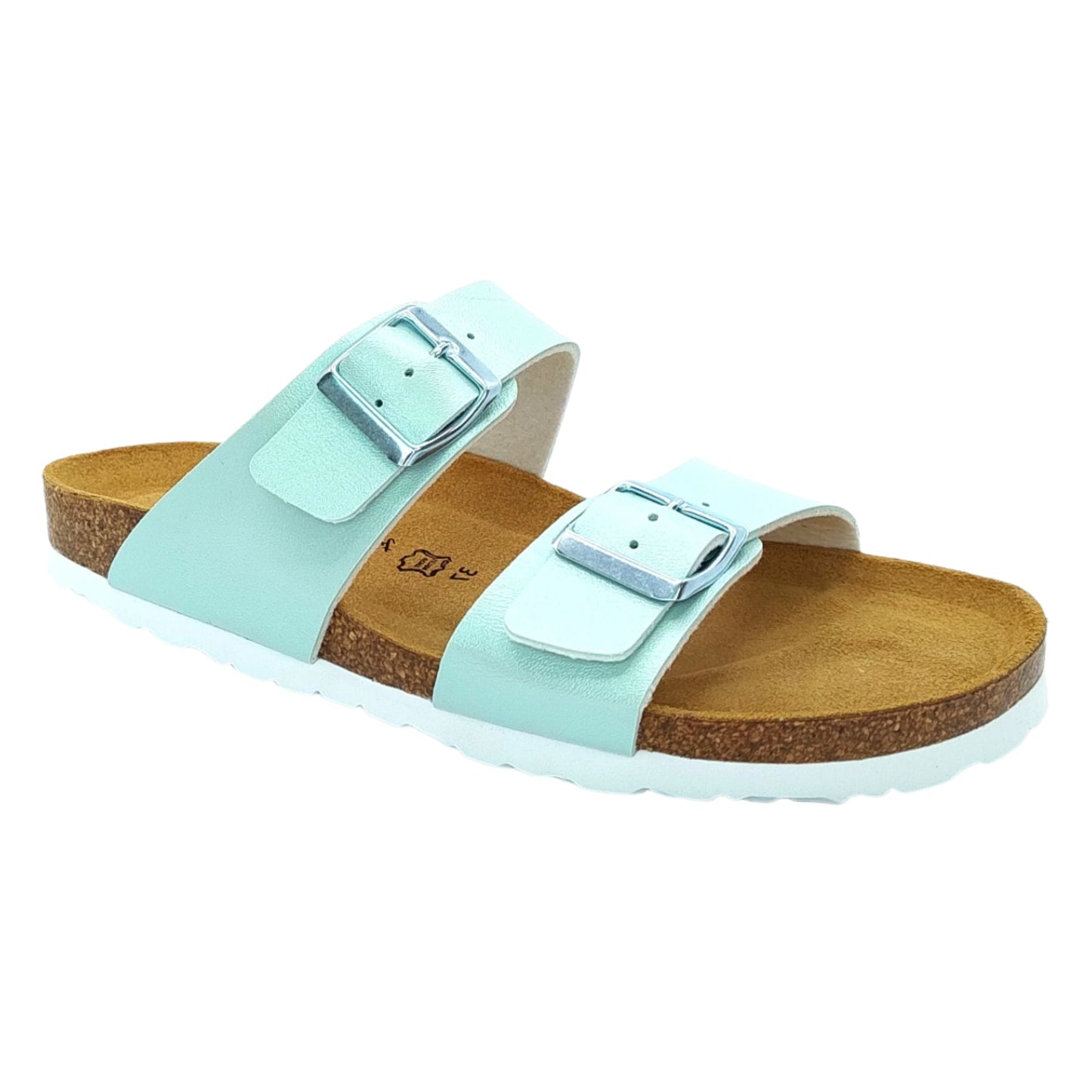 Cosmos Comfort Neptune 6108701-706 Women's Twin Strap Adjustable Buckle Mule Sandal Metallic Mint Green