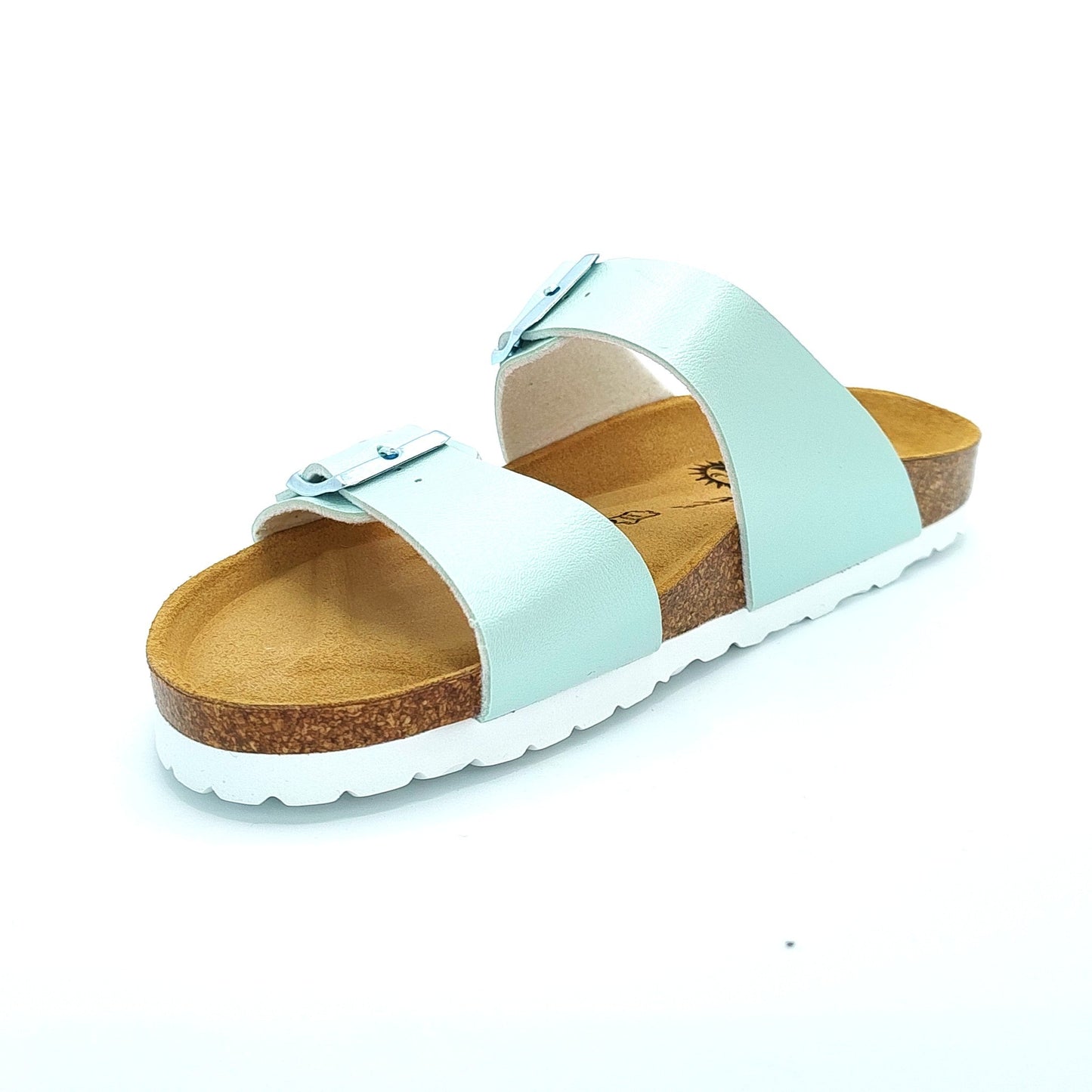 Cosmos Comfort Neptune 6108701-706 Women's Twin Strap Adjustable Buckle Mule Sandal Metallic Mint Green