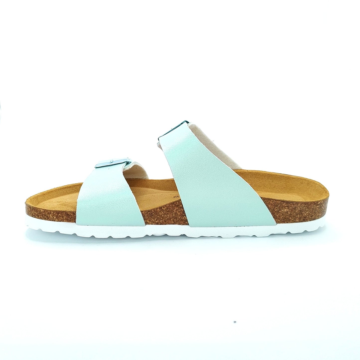 Cosmos Comfort Neptune 6108701-706 Women's Twin Strap Adjustable Buckle Mule Sandal Metallic Mint Green