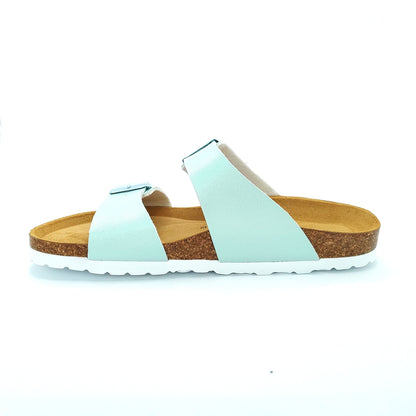 Cosmos Comfort Neptune 6108701-706 Women's Twin Strap Adjustable Buckle Mule Sandal Metallic Mint Green