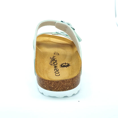 Cosmos Comfort Neptune 6108701-706 Women's Twin Strap Adjustable Buckle Mule Sandal Metallic Mint Green