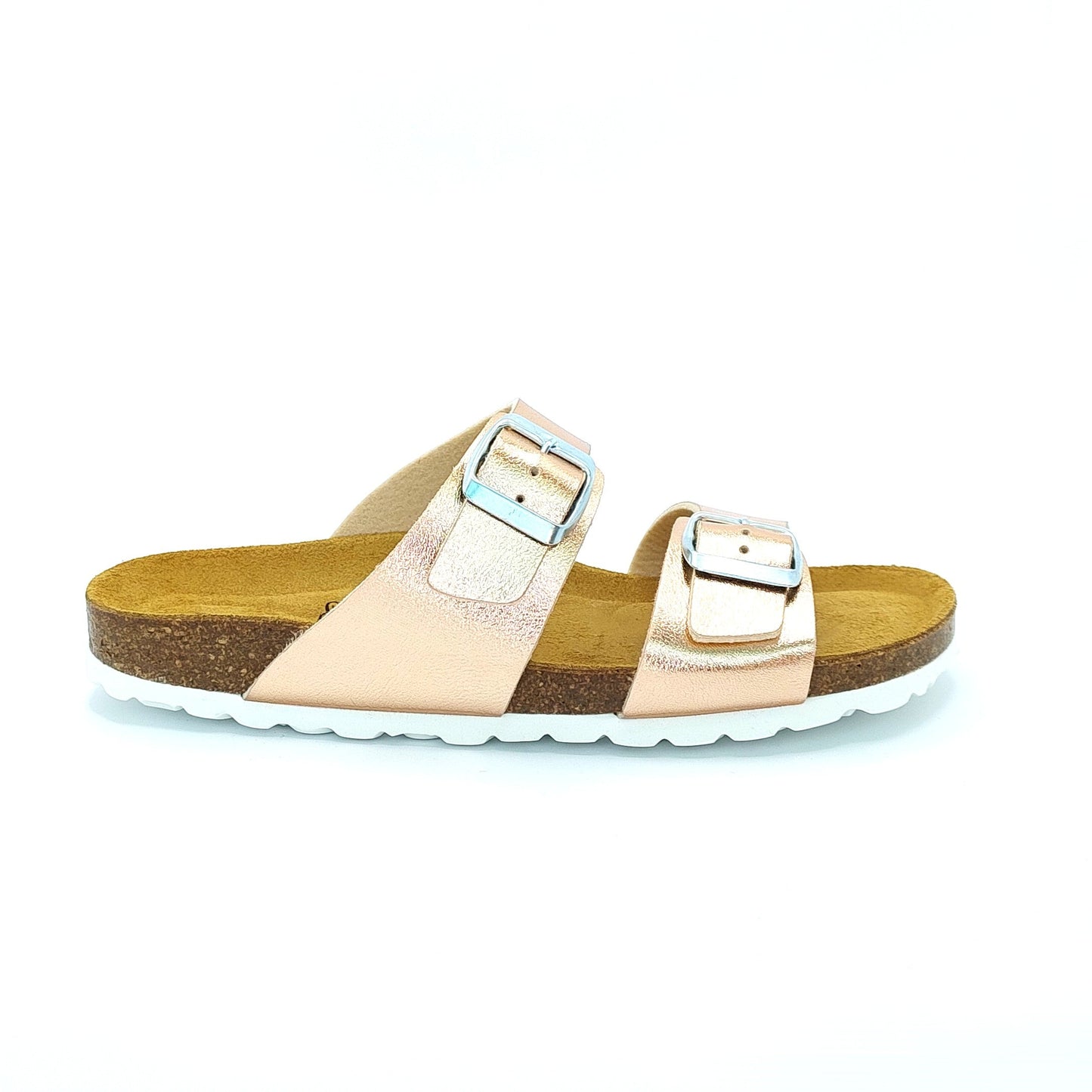 Cosmos Comfort Neptune 6108701-555 Women's Twin Strap Adjustable Buckle Mule Sandal Metallic Rose