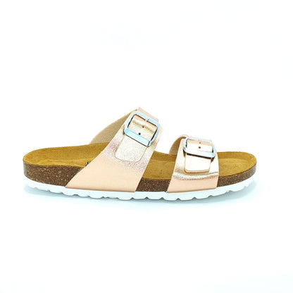 Cosmos Comfort Neptune 6108701-555 Women's Twin Strap Adjustable Buckle Mule Sandal Metallic Rose